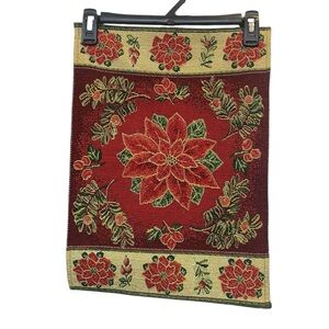 Vintage Christmas Poinsettia Tapestry Red and Green Placemats Set of Four